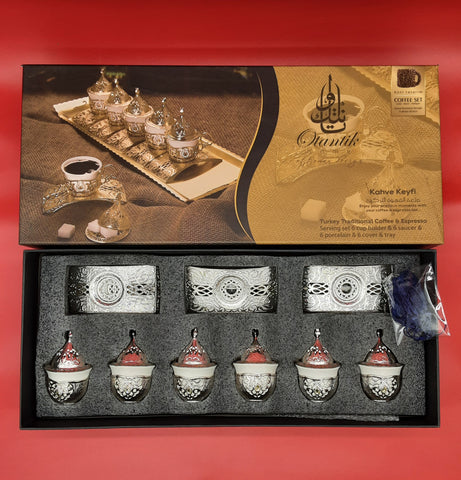 Otantik 13-Piece Coffee / Tea Cup Set - Serving Tray Included